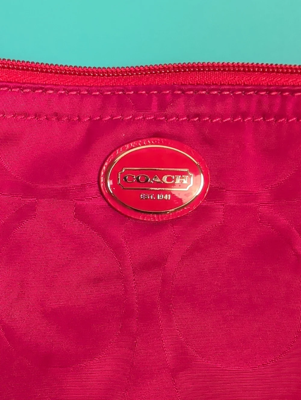 Coach Pink Signature Makeup Bag